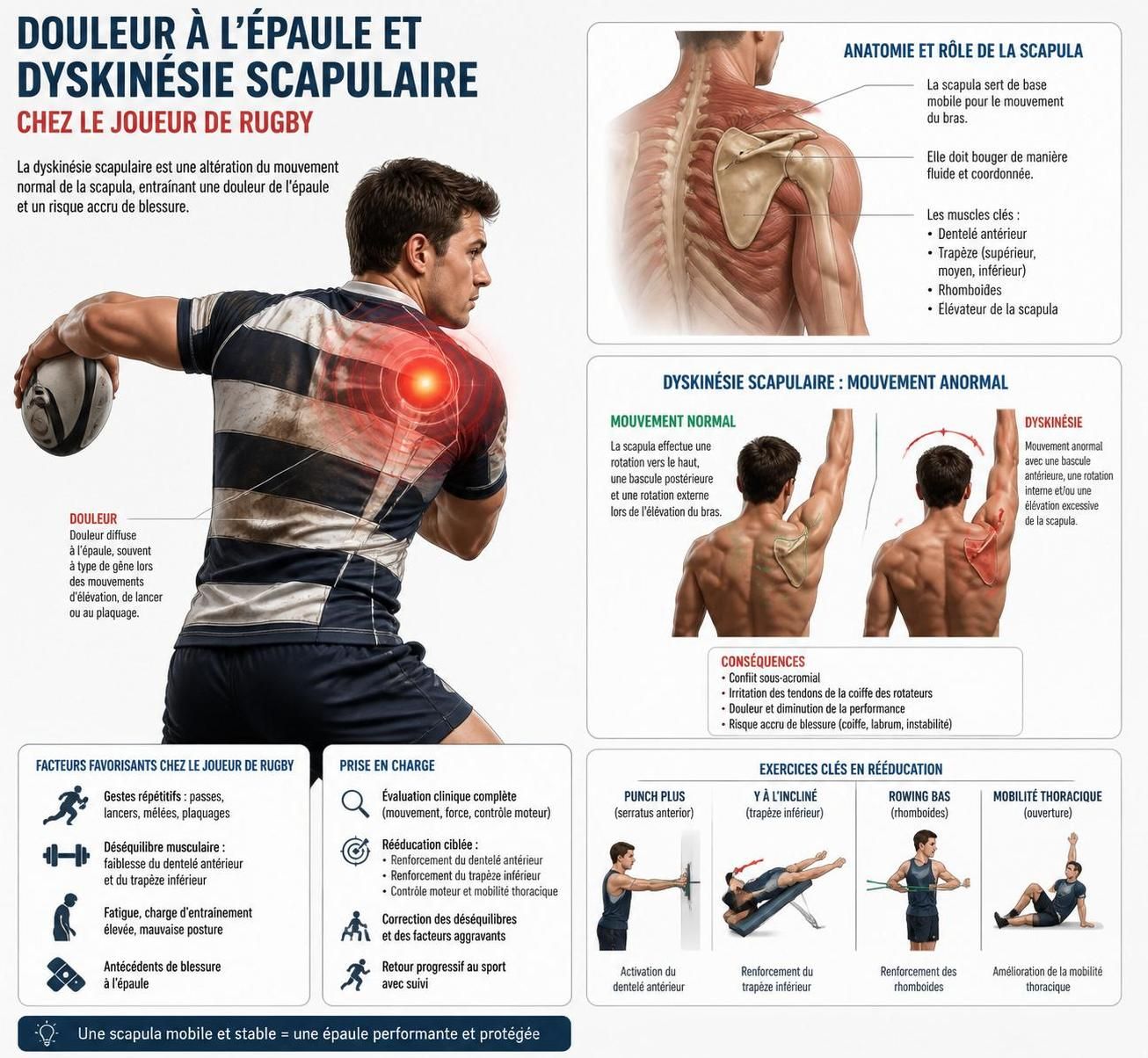 découvrez tout sur le rugby scapulaire : causes, symptômes et traitements pour mieux comprendre et gérer cette pathologie spécifique au rugby.